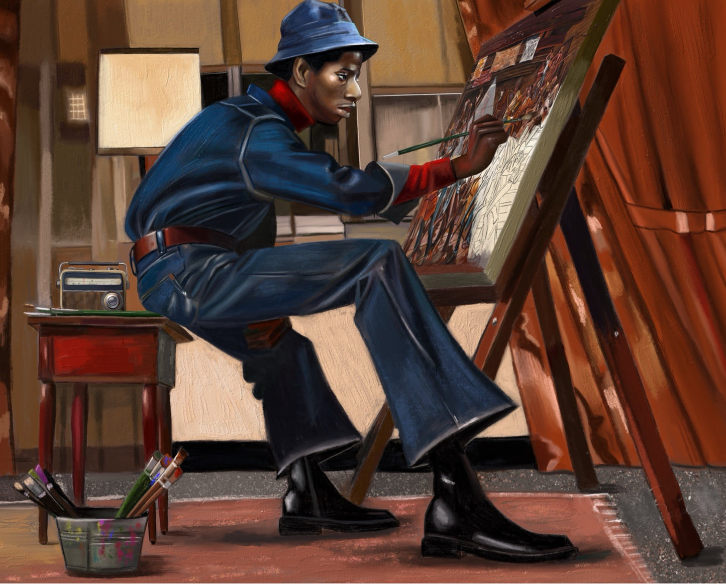 Sweet Prince Of the Ghetto 1/1 artist enhanced 48x38 mixed medium