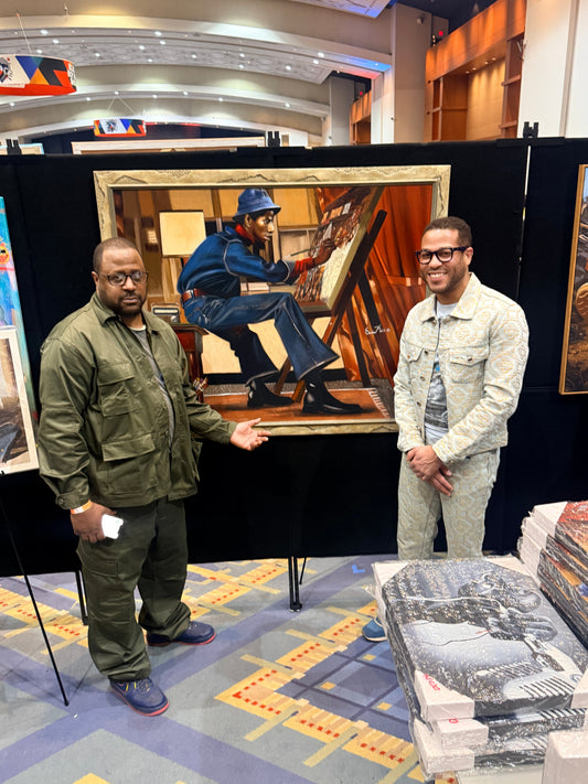 Oronde Kairi poses with new owner of  1/1 Sweet Prince of the Ghetto 